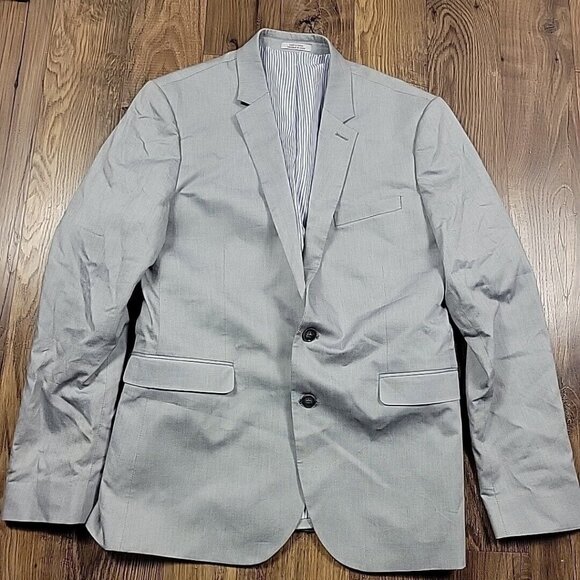 Express Blazer Mens 42R Gray Innovator Extra Slim Fit Suit Jacket Stains* - Picture 1 of 9